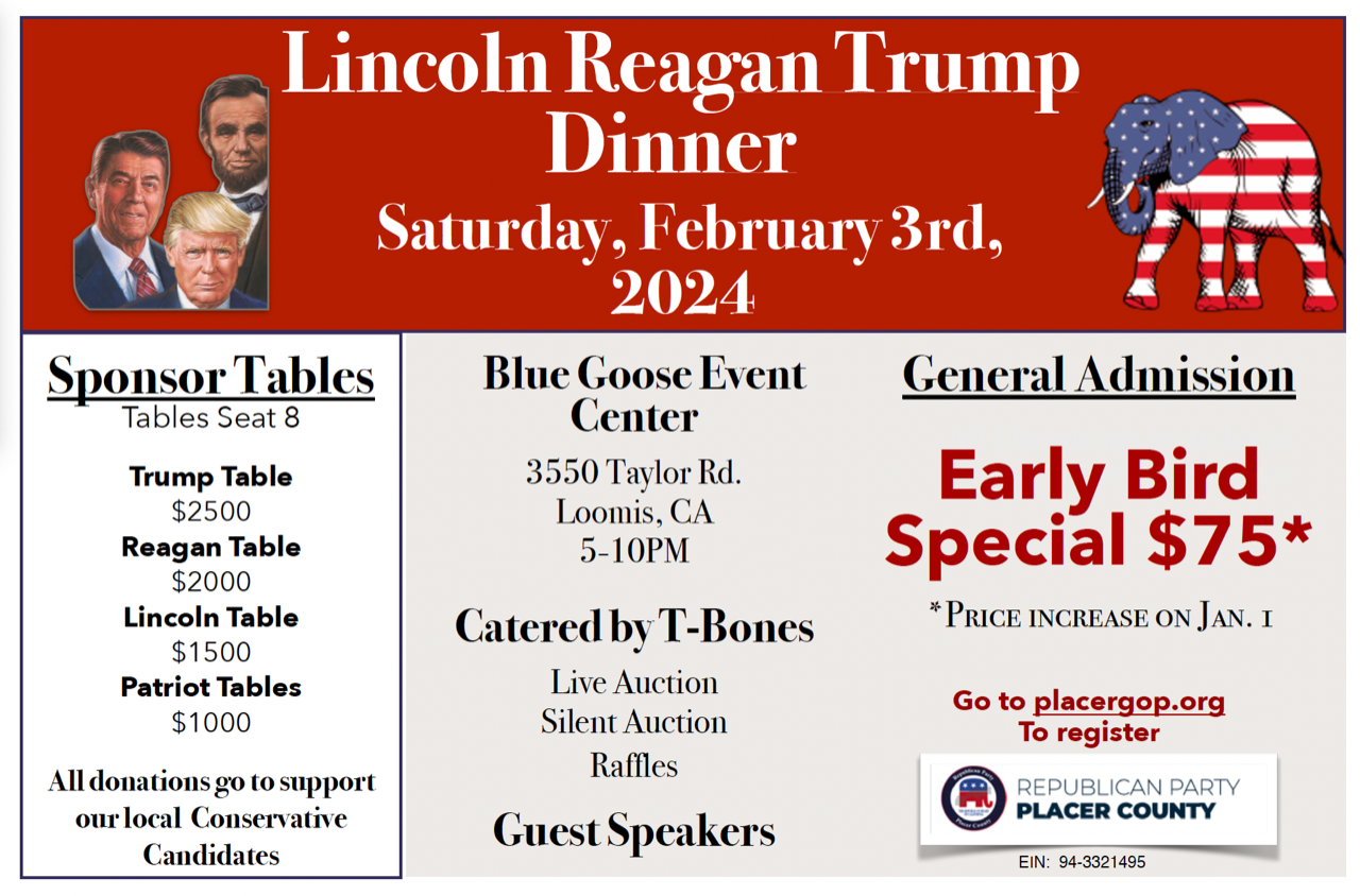 Lincoln Reagan Trump Dinner PLACER GOP